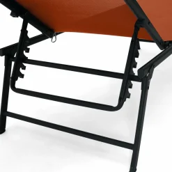 Transats de jardin acier gris anthracite et toile terracotta - lot de 2