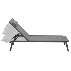 Transats de jardin aluminium gris et noir : lot de 2