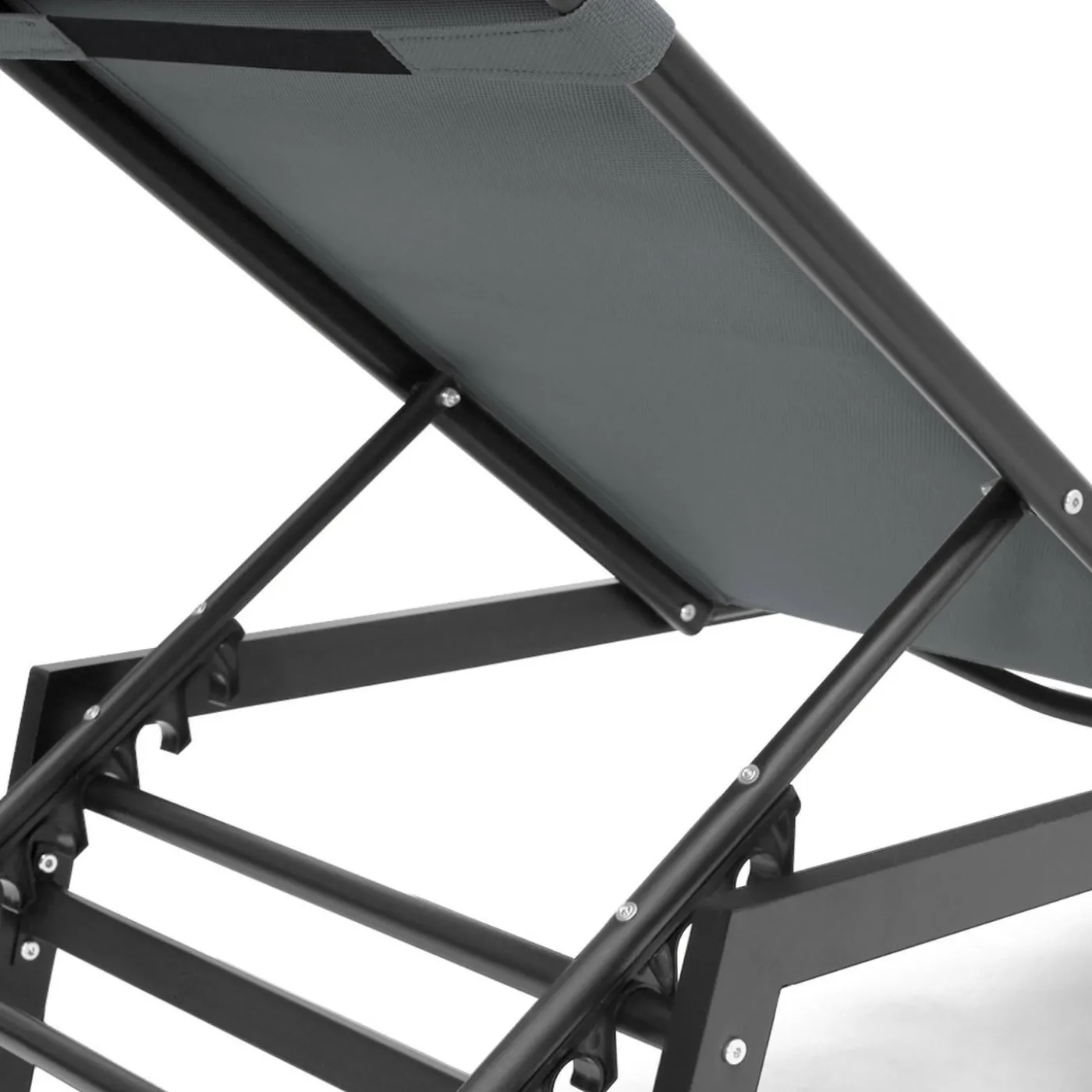 Transats de jardin aluminium gris et noir : lot de 2