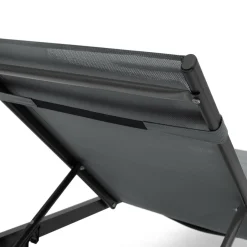 Transats de jardin aluminium gris et noir : lot de 2