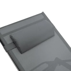Transats de jardin aluminium gris et noir : lot de 2