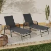 Transats de jardin inclinables gris anthracite avec accoudoirs cordage effet rotin