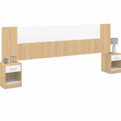 Tête de lit à chevets modulables bois et blanc