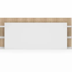 Tête de lit avec rangements blanc et bois sur pied