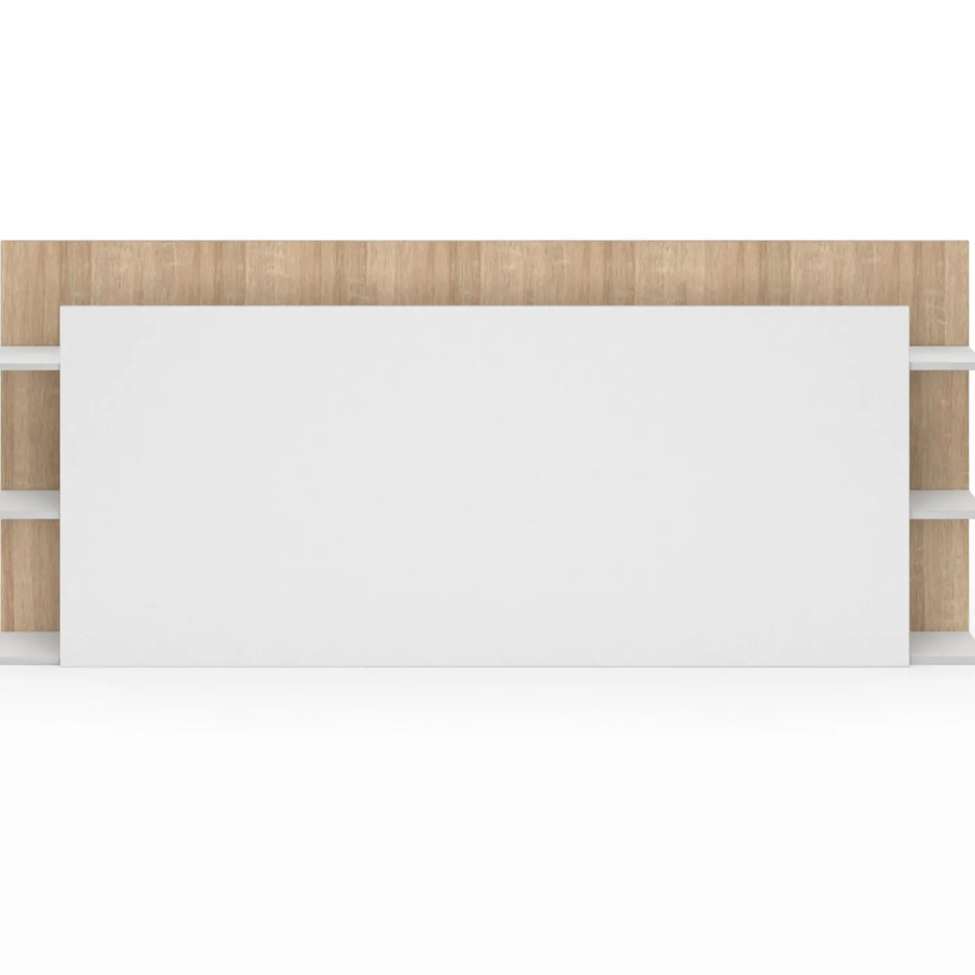 Tête de lit avec rangements blanc et bois sur pied