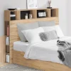Tête de lit avec rangement intégré bois façon hêtre et noir 165 cm