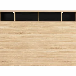 Tête de lit avec rangement intégré bois façon hêtre et noir 165 cm