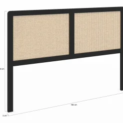 Tête de lit coloris noir et cannage 160 cm