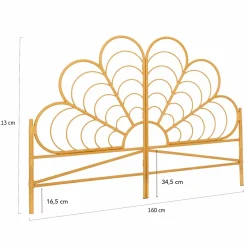 Tête de lit effet rotin 160 cm en forme de fleur