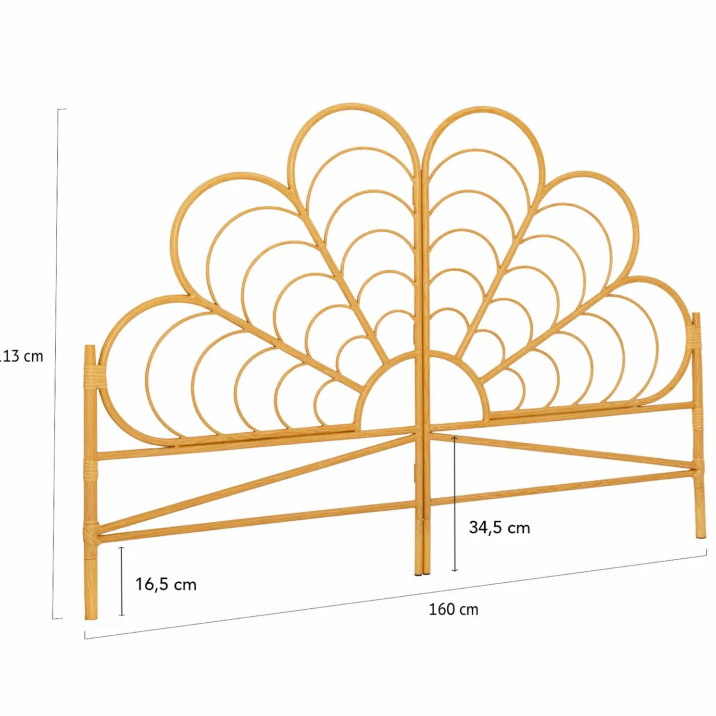 Tête de lit effet rotin 160 cm en forme de fleur