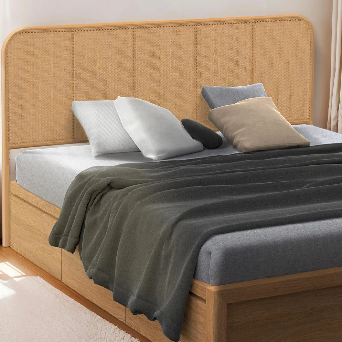 Tête de lit façon cannage 160 cm sur pied