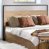 Tête de lit industrielle 145 cm bois et métal noir