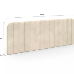Tête de lit suspendue en velours beige 160 cm