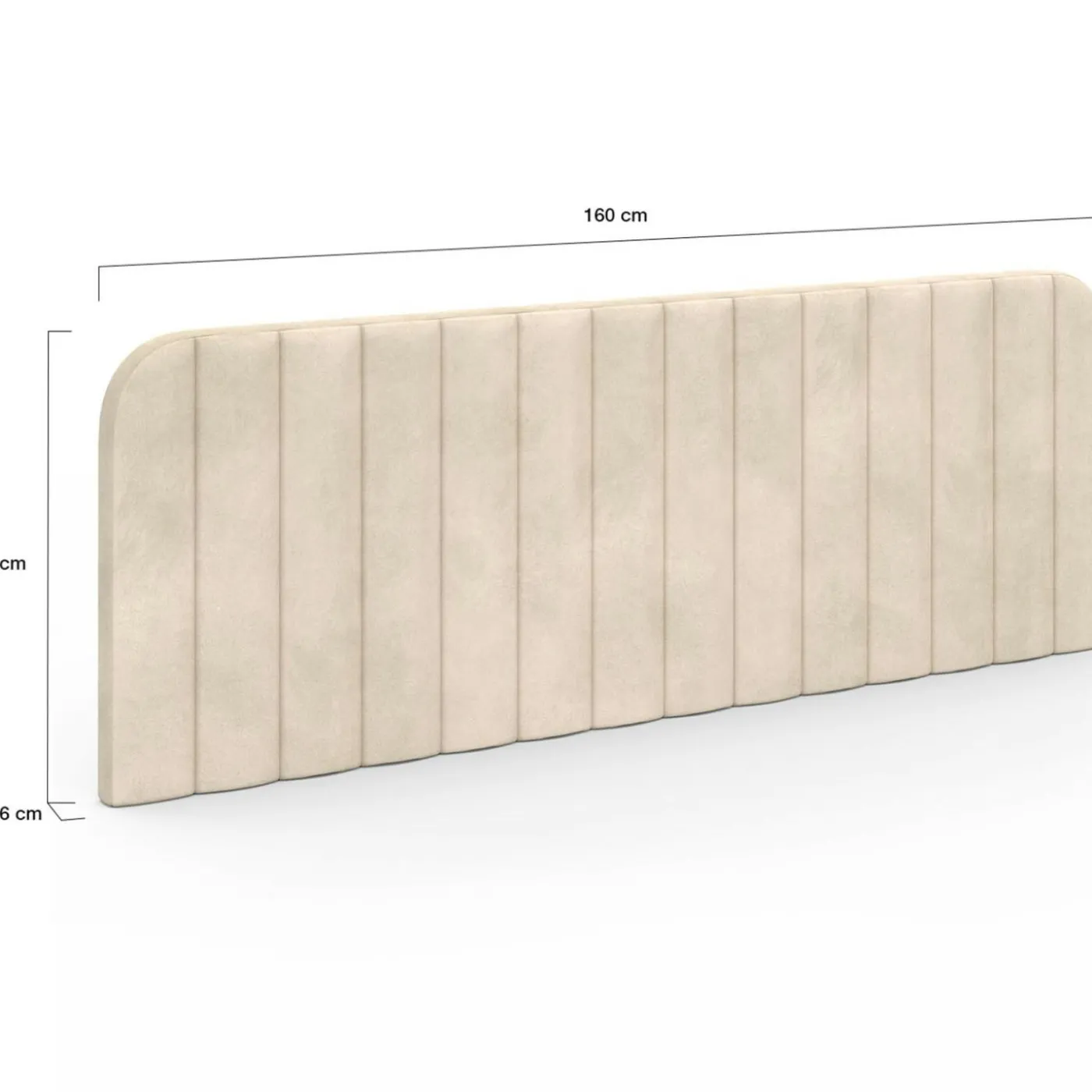 Tête de lit suspendue en velours beige 160 cm