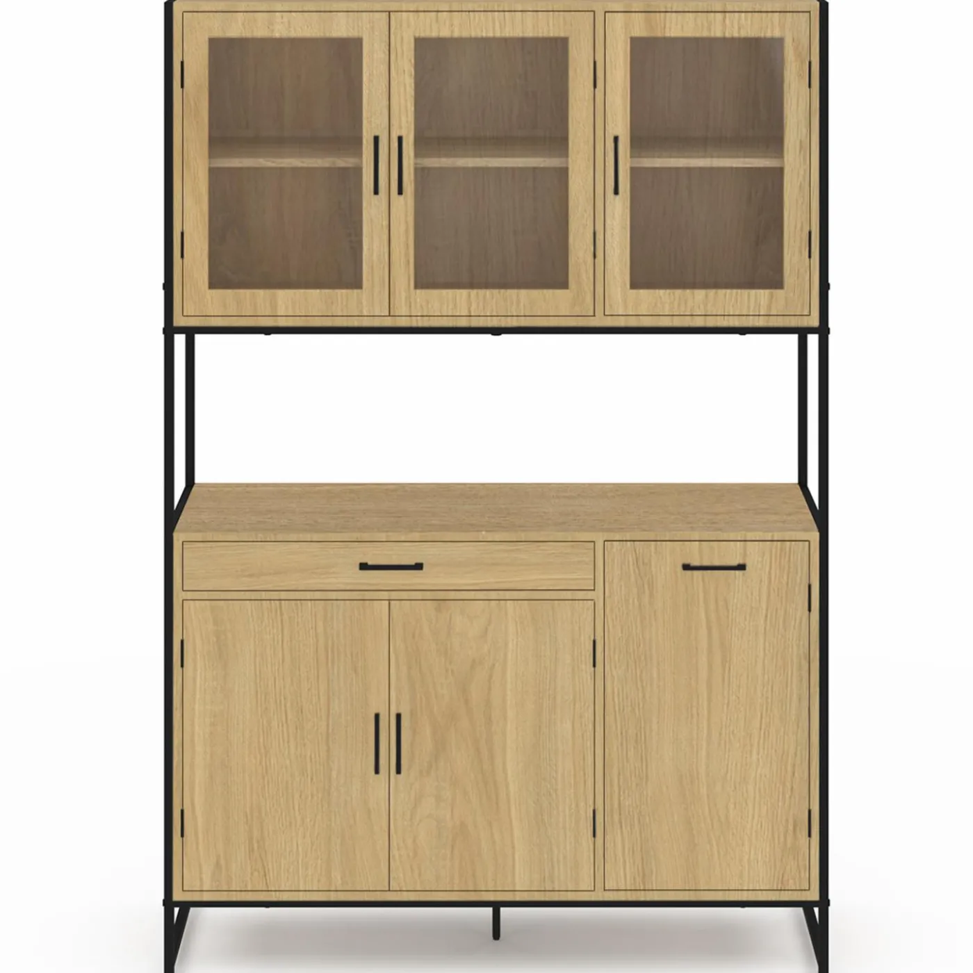 Vaisselier industriel 6 portes buffet de cuisine vitré 120 cm