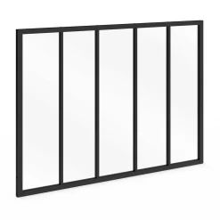 Verrière 5 vitrages L. 150 x H.108 cm en métal noir et verre trempé