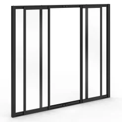 Verrière atelier coulissante 4 vitrages 120 x 108 cm en métal noir et verre trempé