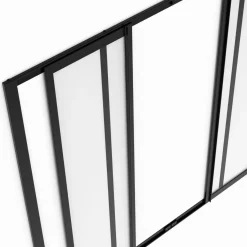Verrière atelier coulissante 4 vitrages 120 x 108 cm en métal noir et verre trempé