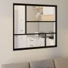 Verrière géométrique L. 93 x H. 108 cm en métal noir et verre trempé