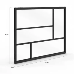 Verrière géométrique L. 93 x H. 108 cm en métal noir et verre trempé