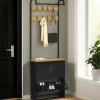 Vestiaire d'entrée avec meuble chaussures 2 portes en métal noir