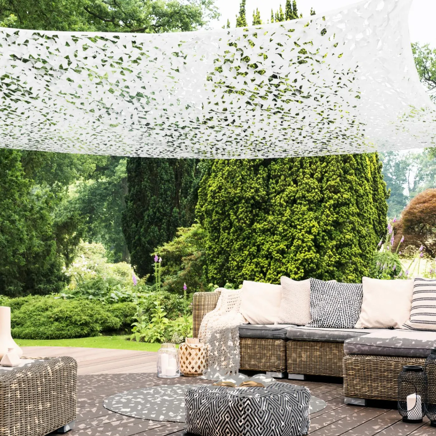 Voile d’ombrage camouflage 4x6 m blanc